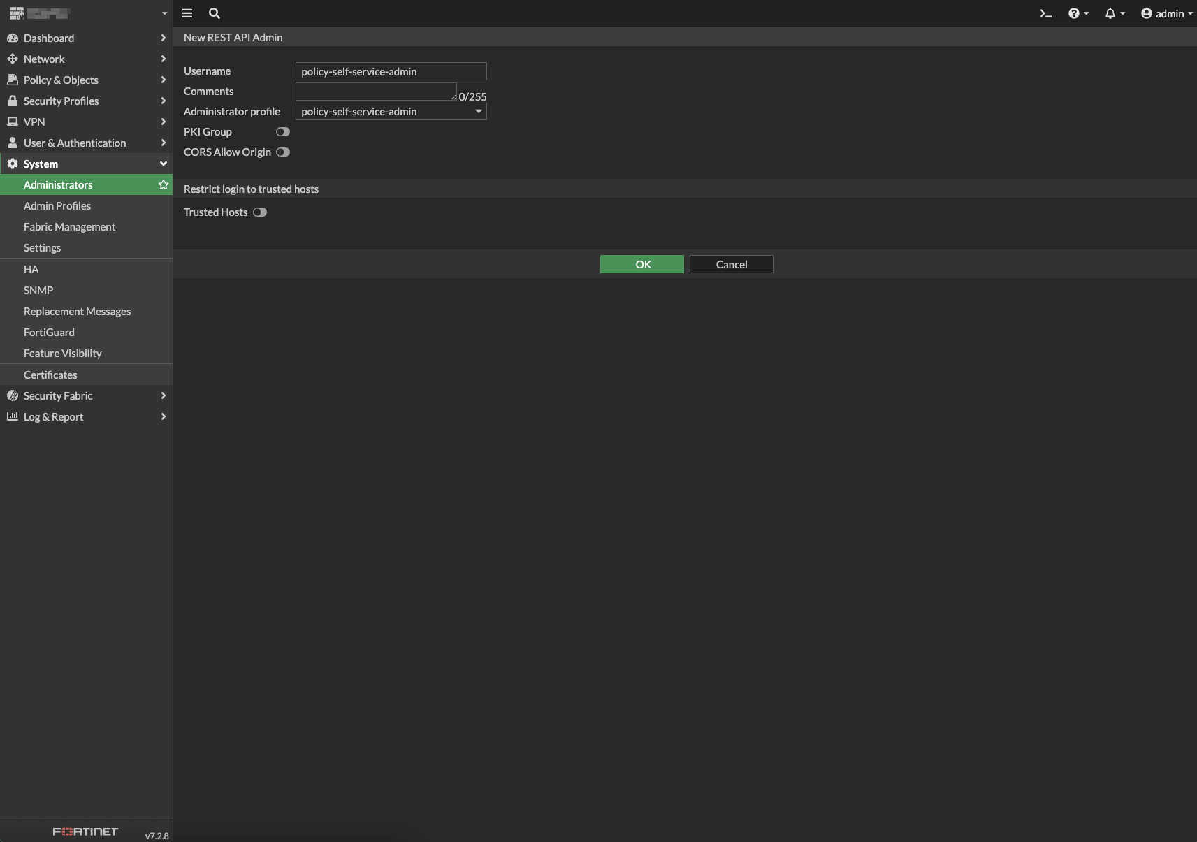 REST-API Admin anlegen
