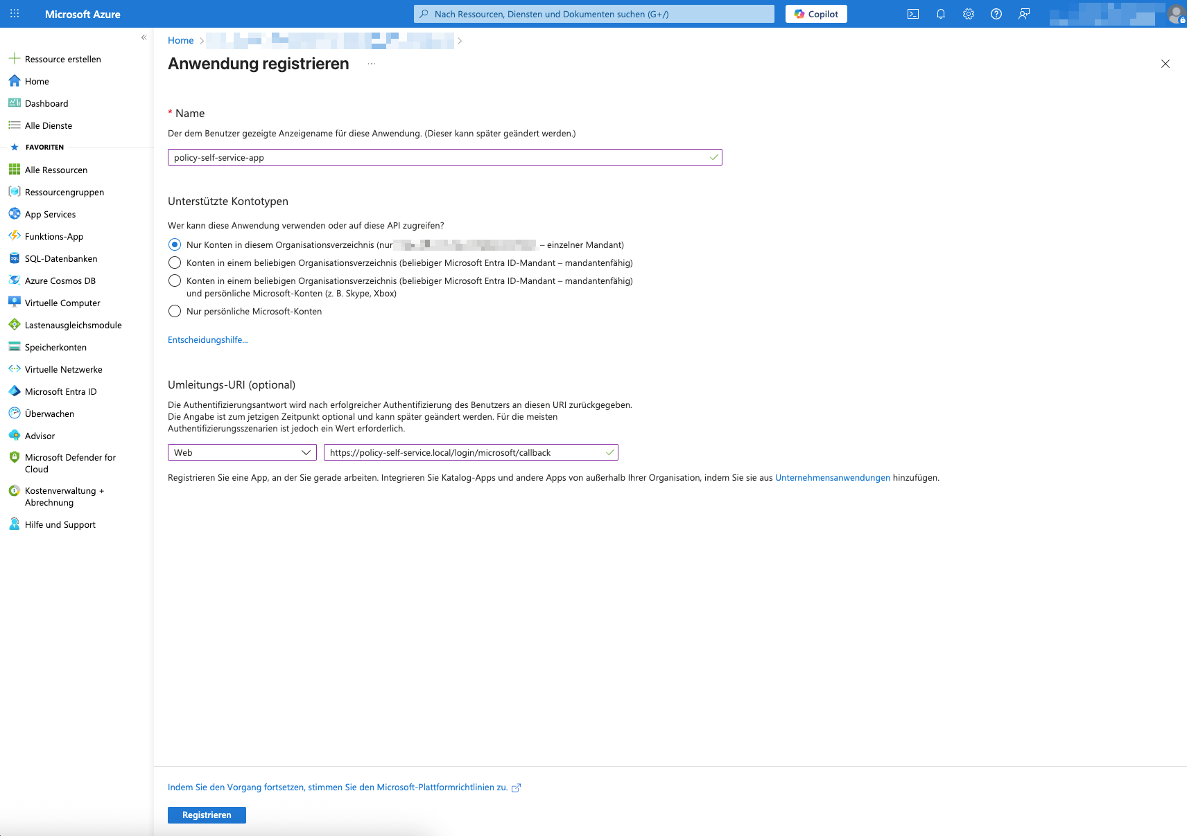 Erstelle Registration 2