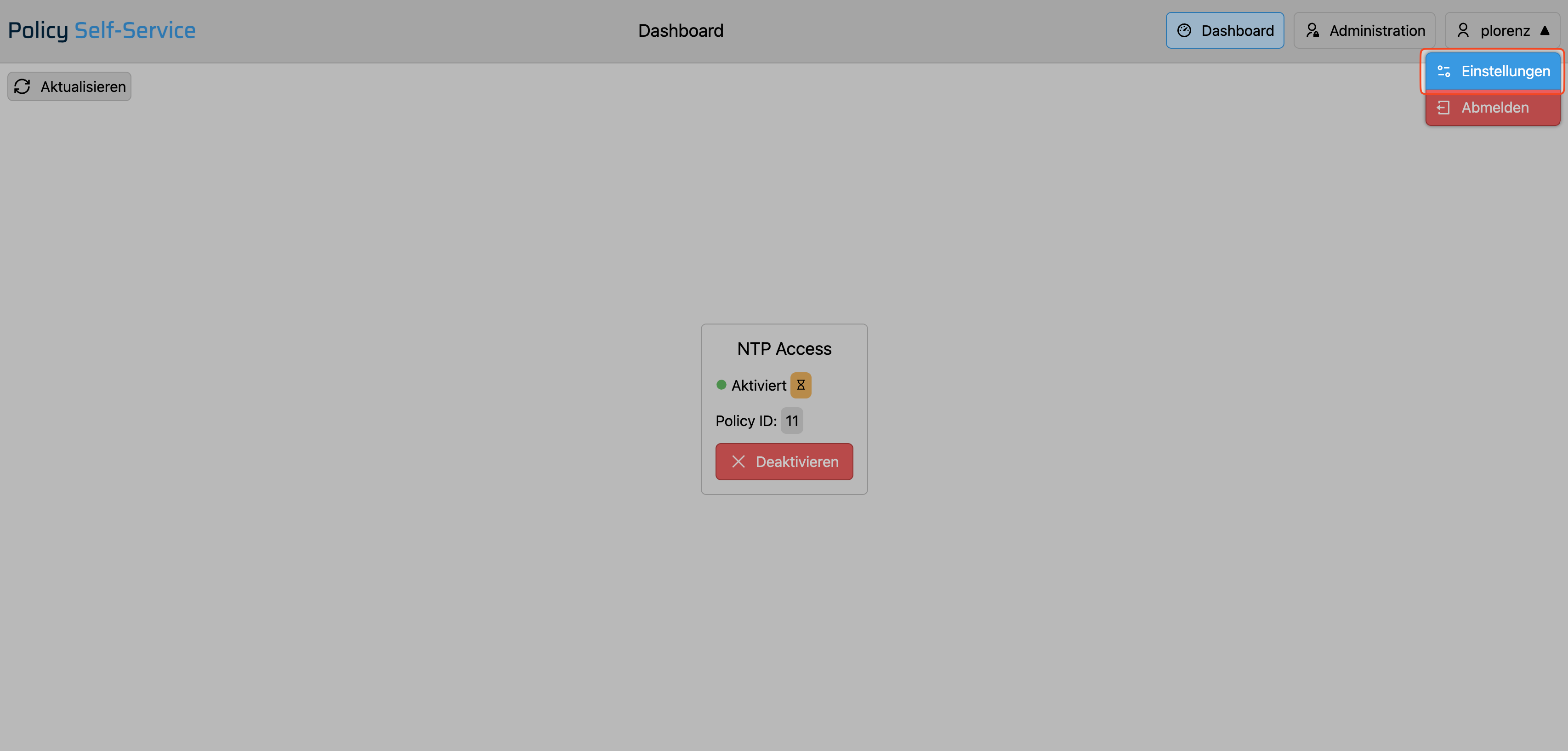 Benutzer Einstellungen